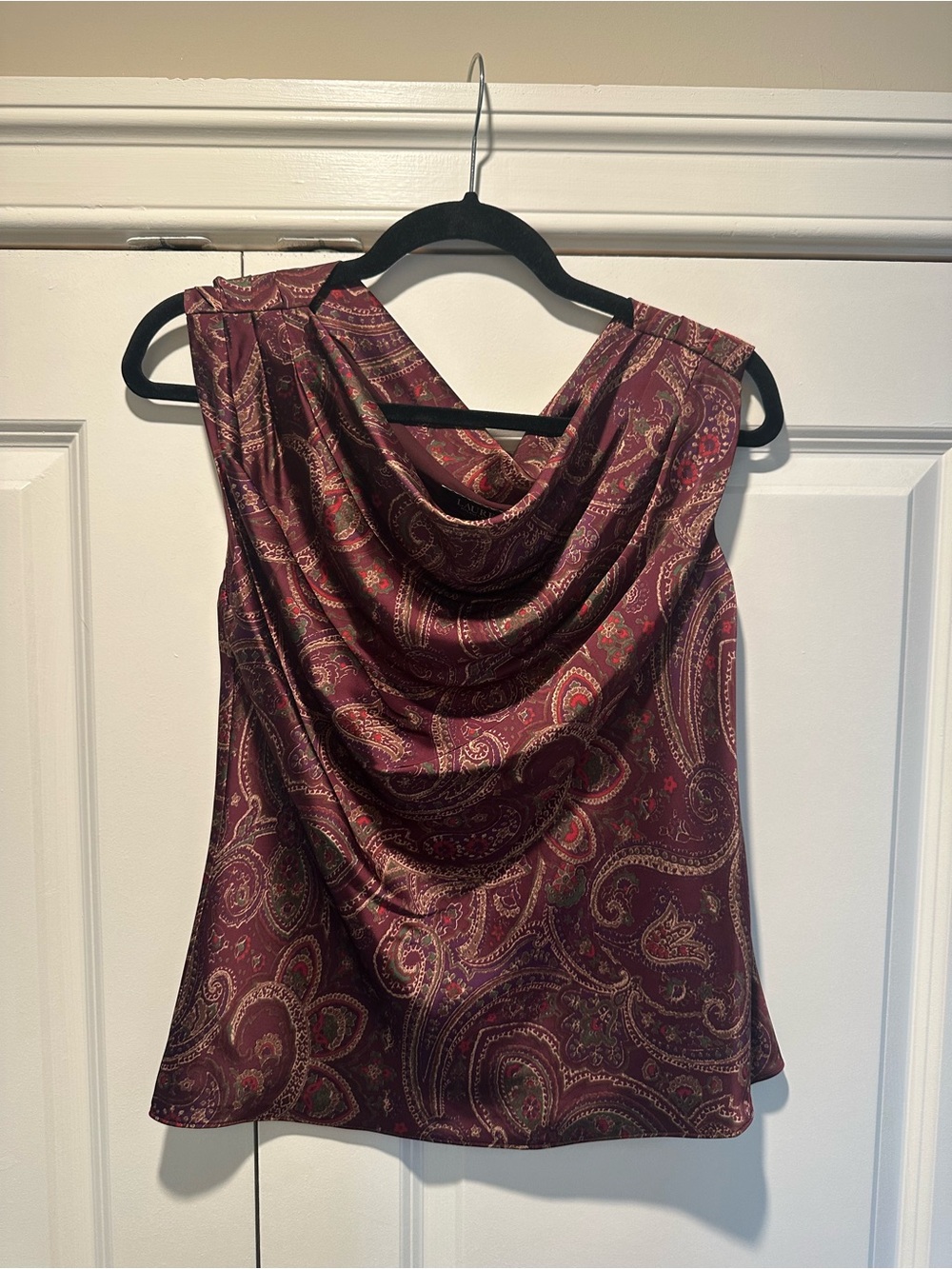 Ralph Lauren Burgundy Paisley off the shoulder top